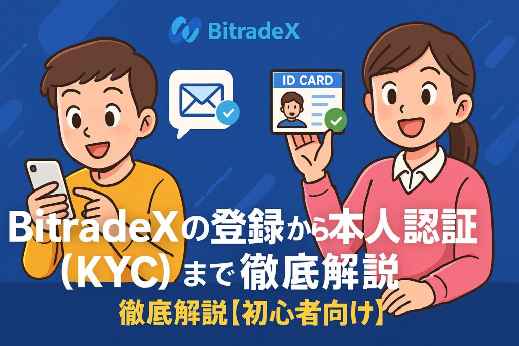 BitradeXの口座開設と本人確認手順を解説する記事のトップ画像。