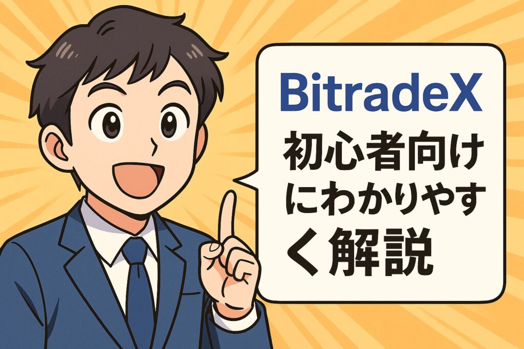BitradeXのAI自動売買システムと収益モデルを紹介するトップビュー画像。
