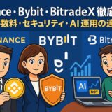 BitradeX・Binance・Bybitの手数料やAI運用、セキュリティを比較した2025年最新記事