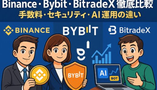 Binance・Bybit・BitradeX徹底比較｜手数料・セキュリティ・AI運用の違い