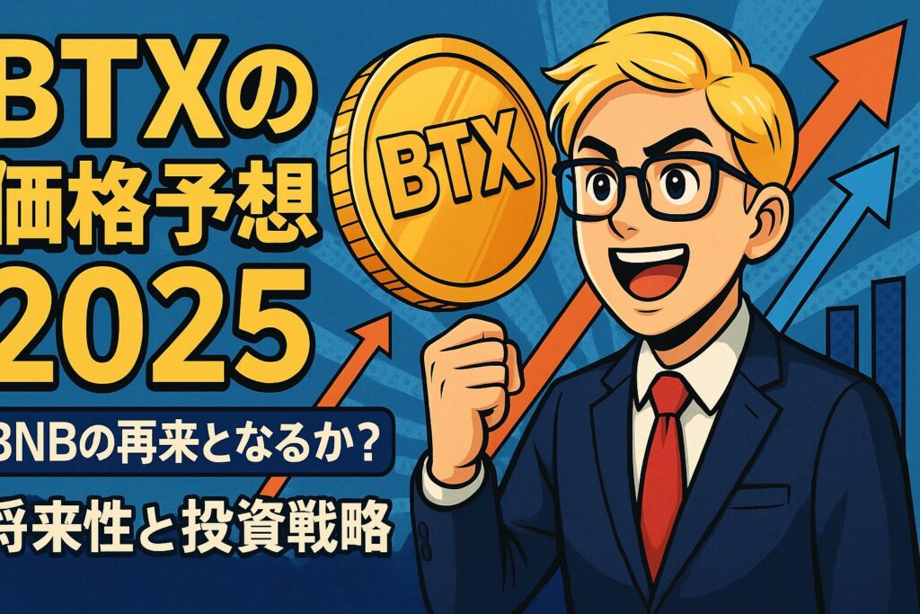 BitradeXのBTXトークン価格予想と今後の投資方針を紹介する図。