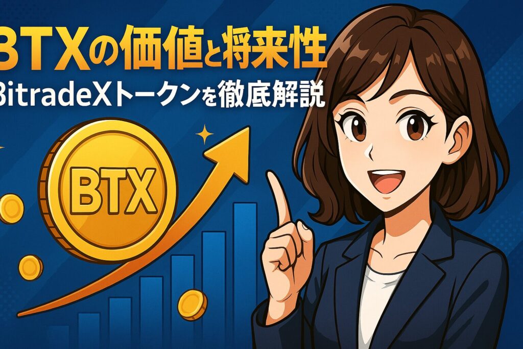 BitradeXの独自トークンBTXの価値と今後の見通しを解説する記事のアイキャッチ画像。