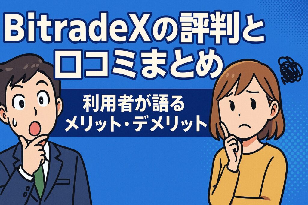 BitradeXの利用者による口コミや評判を紹介する画像。