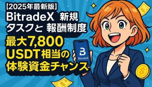 【2025年最新版】BitradeX 新規タスクと報酬制度｜最大7,800 USDT相当の体験資金チャンス