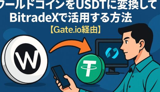 ワールドコインをUSDTに変換してBitradeXで活用する方法【Gate.io経由】