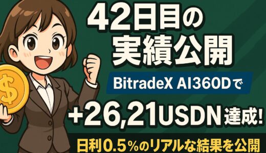 【42日目の実績公開】BitradeX AI360Dで＋26.21USDN達成！日利0.5％のリアルな結果を公開
